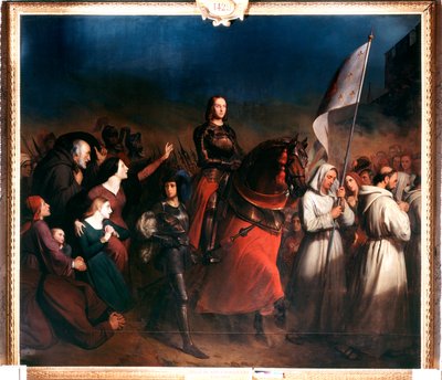 'Joan of Arcs inntog i Orleans, Evening of the Liberation of the Town, 8. mai 1429' c1818-1862 av Henry Sheffer