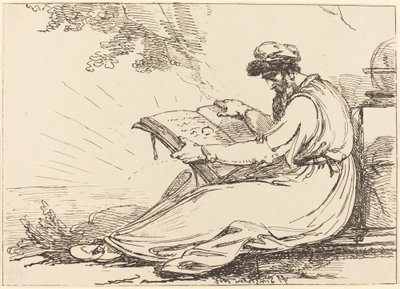 Orientalsk med skjegg, leser en bok av Henry Singleton