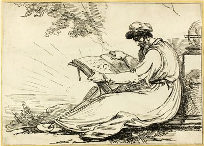 Orientalsk med skjegg, leser en bok av Henry Singleton
