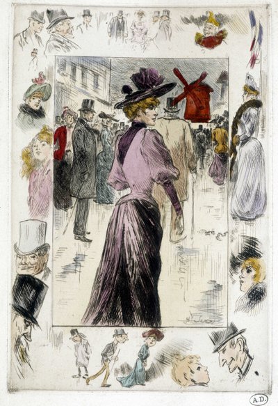 Kvinne foran Moulin Rouge av Henry Somm