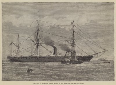 Steam-Tug ved Plymouth tar tropper til Himalaya for Gold Coast av Henry Spernon Tozer