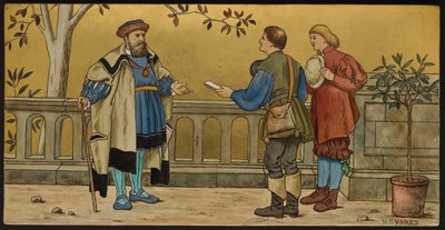The Justice, plakett som viser en illustrasjon fra Shakespeares Seven Ages, Minton ware, Staffordshire, 1874 (emaljert fajanse) av Henry Stacey after Marks