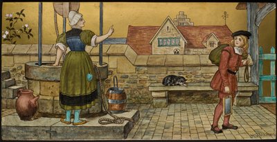 The Schoolboy, plakett som viser en illustrasjon fra Shakespeares Seven Ages, Minton ware, Staffordshire, 1874 (emaljert fajanse) av Henry Stacey after Marks