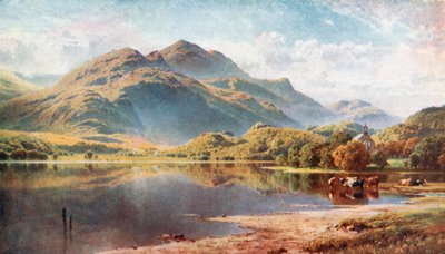 Loch Achray, Trossachs, Perthshire (fargelitografi) av Henry Sutton Palmer