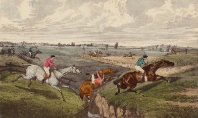 A Steeple-Chase (farge litho) av Henry Thomas (after) Alken
