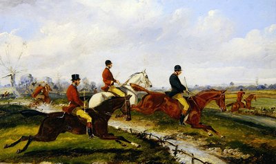 Jaktscene (gouache på panel) (se 349142 for par) av Henry Thomas Alken