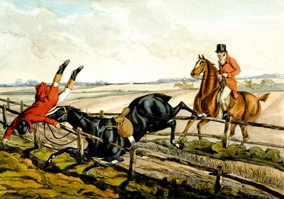 Feilvurdering av hoppet, plate fra «Qualified Horses and Unqualified Riders» av Henry Thomas Alken