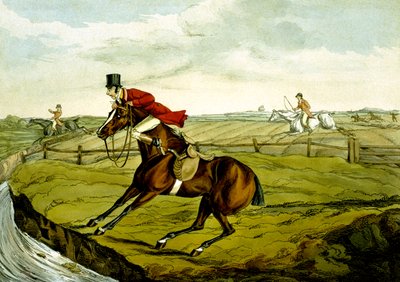 Stopp ved vannet, fra "Kvalifiserte hester og ukvalifiserte ryttere" av Henry Thomas Alken