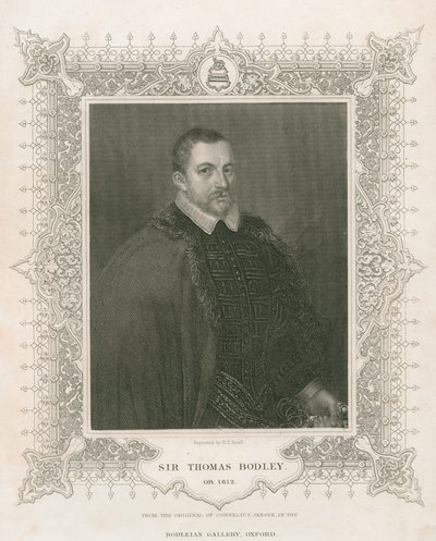 Portrett av Sir Thomas Bodley (1545-1613) (gravering) av Henry Thomas Ryall