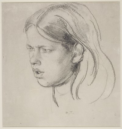 Head of a Girl (kritt på papir) av Henry Tonks