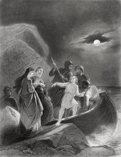 Flukten fra Irland til Gerald Fitzgerald i 1539, fra 'The History of Ireland' av Thomas Wright, utgitt ca. 1854 av Henry Warren