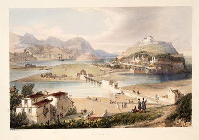 San Sebastian, fra Sketches of scenery i de baskiske provinsene i Spania, med et utvalg nasjonal musikk ?, pub. 1838 (håndfarget gravering) av Henry Wilkinson