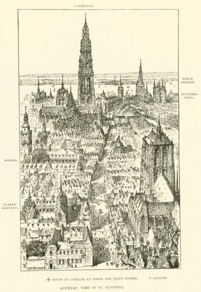Antwerpen, tiden for St Ignatius (gravering) av Henry William Brewer