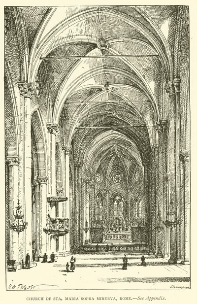 Kirken Sta Maria Sopra Minerva, Roma (gravering) av Henry William Brewer