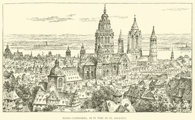 Mainz-katedralen, som i tiden til St Ignatius (gravering) av Henry William Brewer
