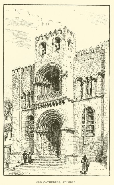 Gamle katedralen, Coimbra (gravering) av Henry William Brewer