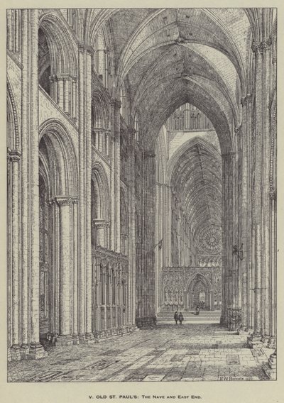 Old St Pauls, The Nave og East End av Henry William Brewer