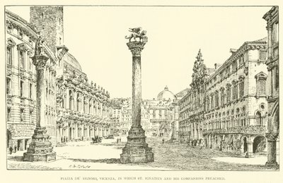 Piazza dei Signori, Vicenza, der St. Ignatius og hans følgesvenner forkynte (gravering) av Henry William Brewer