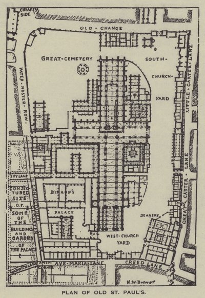 Plan over Old St Pauls av Henry William Brewer