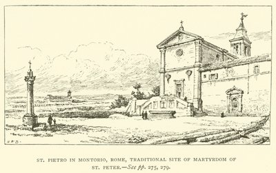 St Pietro i Montorio, Roma, tradisjonelt sted for St. Peters martyrdom (gravering) av Henry William Brewer