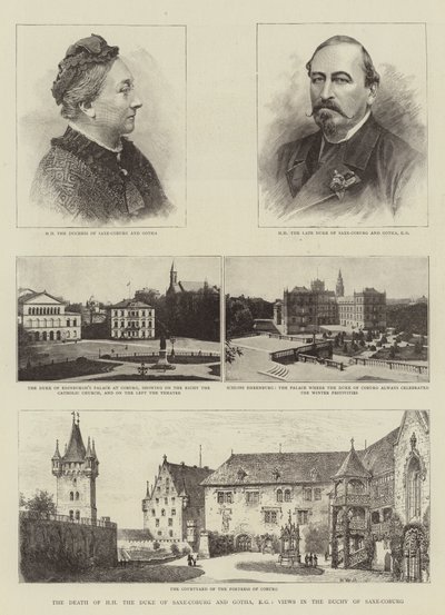 Døden til HH hertugen av Saxe-Coburg og Gotha, KG, utsikter i hertugdømmet Saxe-Coburg av Henry William Brewer