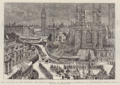Jubileet til Hennes Majestet Dronningen, ankomst av dronningens vogn til Westminster Abbey, 21. juni av Henry William Brewer
