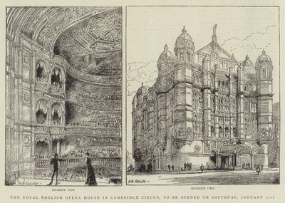 Royal English Opera House i Cambridge Circus, som åpnes lørdag 31. januar av Henry William Brewer