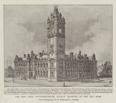 Rådhuset, Pietermaritzburg, ble totalt ødelagt av brann forrige uke av Henry William Brewer