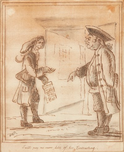 Jeg vil ikke betale mer gjeld av kontrakten hennes (blekk) av Henry William Bunbury