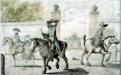 Scene ved inngangsporten til en Oxford College (trykk) av Henry William Bunbury