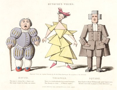 Round, Triangle and Square, fra Bunburys Whims, 1828 av Henry William after Bunbury