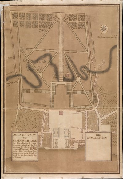 En nøyaktig plan over Greenwich Park, ca. 1700 (lerret) av Henry Wise