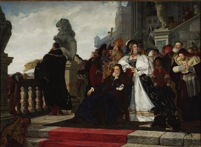 Sigismund I av Polen (1467-1548) - Kyllingkrigen (1537) - paret Rodakowski, Henryk (1823-1894). Olje på lerret, størrelse: 192,5x2 av Henryk Hipolit Rodakowski