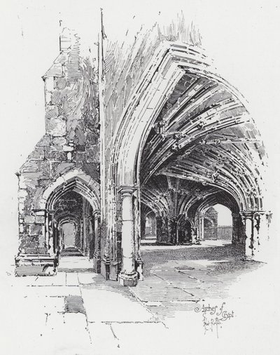 Arches of Crypt (gravering) av Herbert (after) Railton