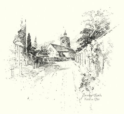 Bromley Chruch, Kent, i 1790 (litho) av Herbert (after) Railton