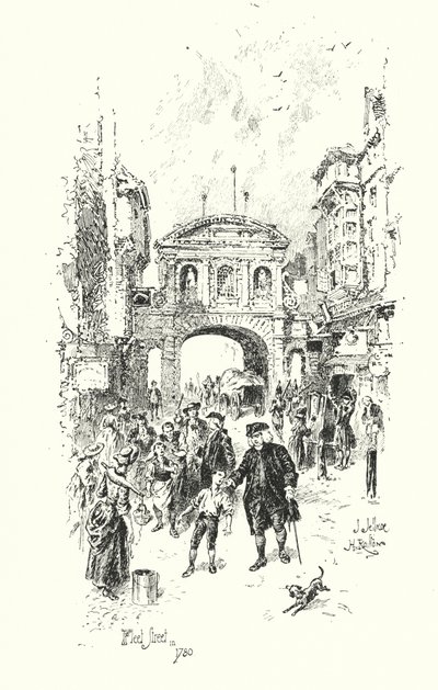 Dr Johnson, Fleet Street, London, i 1780 (litho) av Herbert (after) Railton
