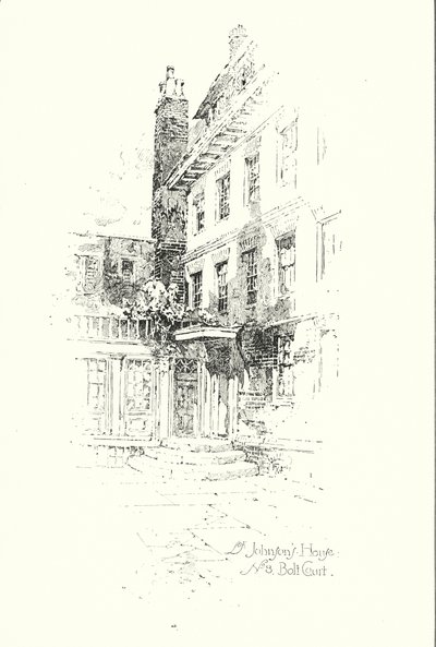 Dr Johnson's House, No 8 Bolt Court, London (litho) av Herbert (after) Railton
