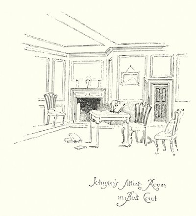 Dr Johnsons stue i Bolt Court, London (litho) av Herbert (after) Railton