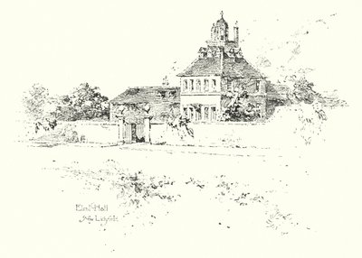 Elral Hall, nær Lichfield (litho) av Herbert (after) Railton