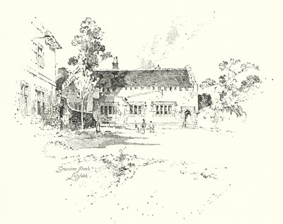 Grammar School, Lichfield, hvor Dr Johnson gikk på skolen (litho) av Herbert (after) Railton