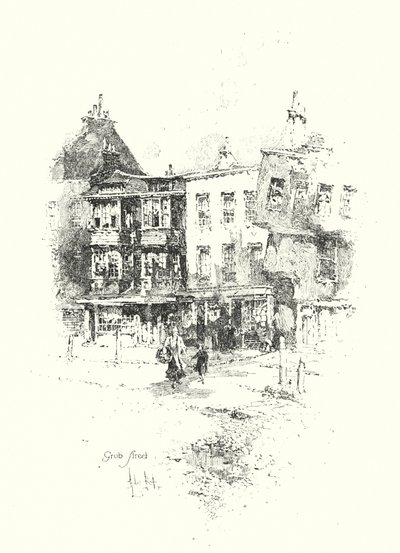Grub Street, London (litho) av Herbert (after) Railton