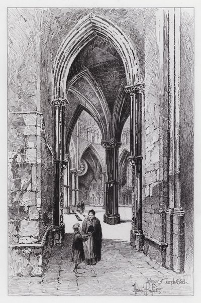 Interiør av Temple Church (gravering) av Herbert (after) Railton