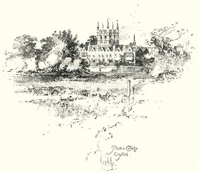 Merton College, Oxford (litho) av Herbert (after) Railton