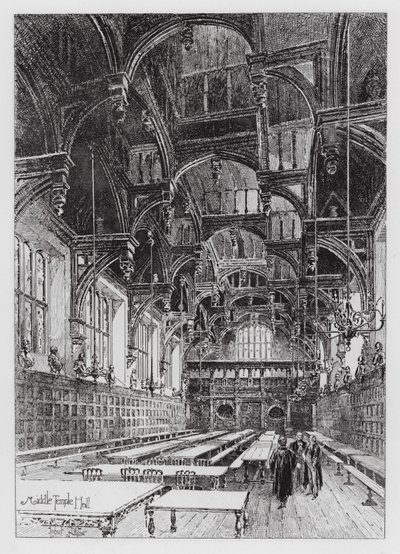 Middle Temple Hall (gravering) av Herbert (after) Railton