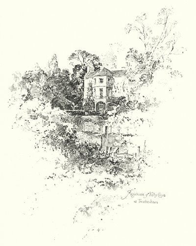 Residence til Kitty Clive, Twickenham, London (litho) av Herbert (after) Railton