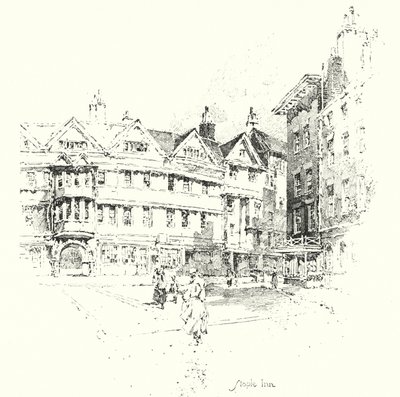 Staple Inn, London (litho) av Herbert (after) Railton
