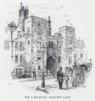 The Gate-House, Chancery Lane (gravering) av Herbert (after) Railton