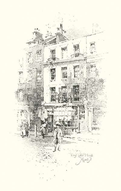 Tom's Coffee House, Russell Street, London (litho) av Herbert (after) Railton