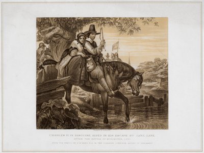 Charles II in Disguise Aided in his Escape av Jane Lane...1651, 1800-tallet av Herbert Bourne