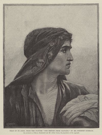 Head of St John, fra bildet The Return from Cavalry av Herbert Gustave Schmalz